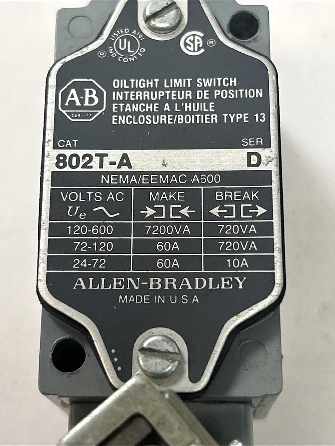 Used ALLEN BRADLEY,802T-A,OILTIGHT LIMIT SWITCH