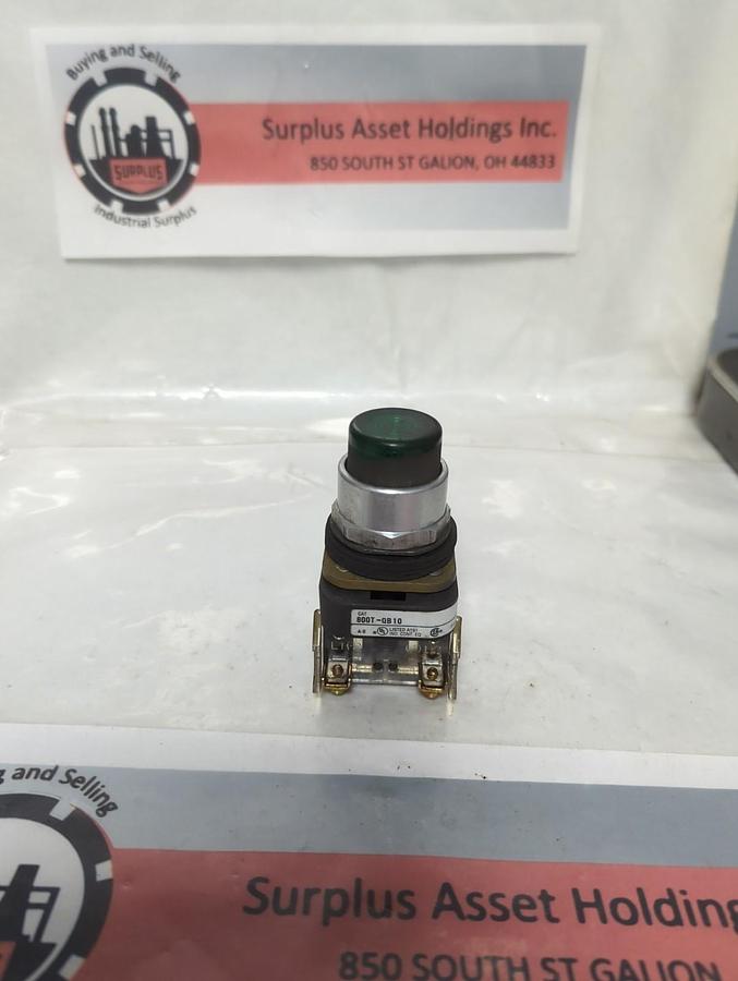 Used ALLEN BRADLEY,800T-QB10,SER T GREEN ILLUMINATED PUSH BUTTON PRE-OWNED