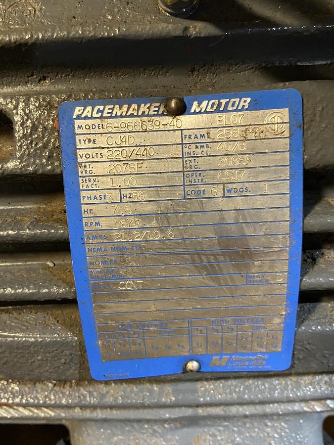 Pacemaker Magnetic,CJ4D,7.5Hp Motor 1670RPM 220/440V Frame 256UPZ