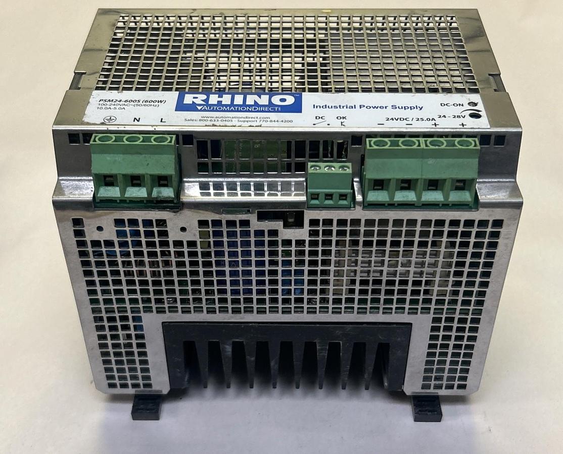 Used RHINO AUTOMATION DIRECT,PSM24-6005,POWER SUPPLY 600W 24VDC 24A