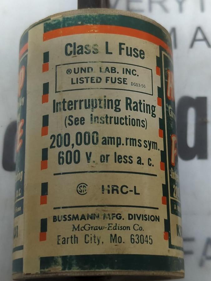 BUSSMANN,KRP-C 601,601 AMP HI-CAP CURRENT LIMITING FUSE NOS