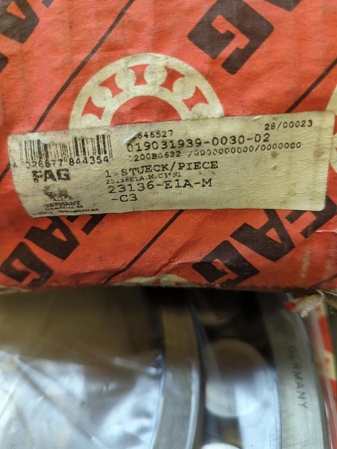 FAG,23136-E1A-M-C3,SPHERICAL ROLLER BEARING 180MM BORE NOS