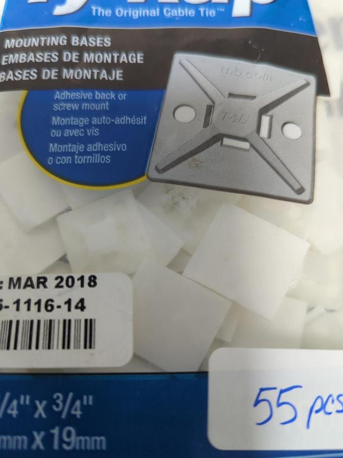 THOMAS&BETTS,TC5344A,NYLON 4-WAY CABLE MOUNT BASE SCREW SIZE #8 LOT OF 55..NOS