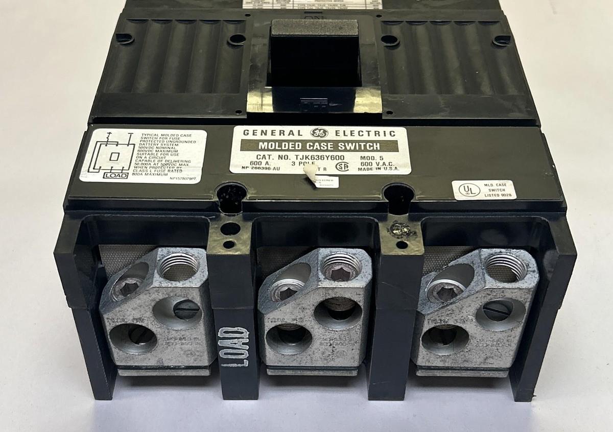 Used GENERAL ELECTRIC,TJK636Y600,CIRCUIT BREAKER 600A 600V 3POLE