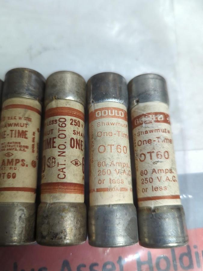 Used GOULD SHAWMUT,OT60,ONE-TIME FUSE 60 AMP LOT OF 10 PRE-OWNED