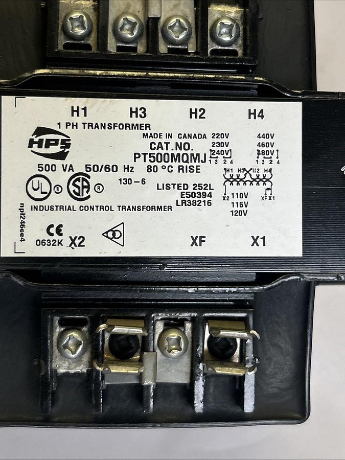 Used HAMMOND MANUFACTURING,PT500MQMJ,TRANSFORMER 500VA 50/60HZ