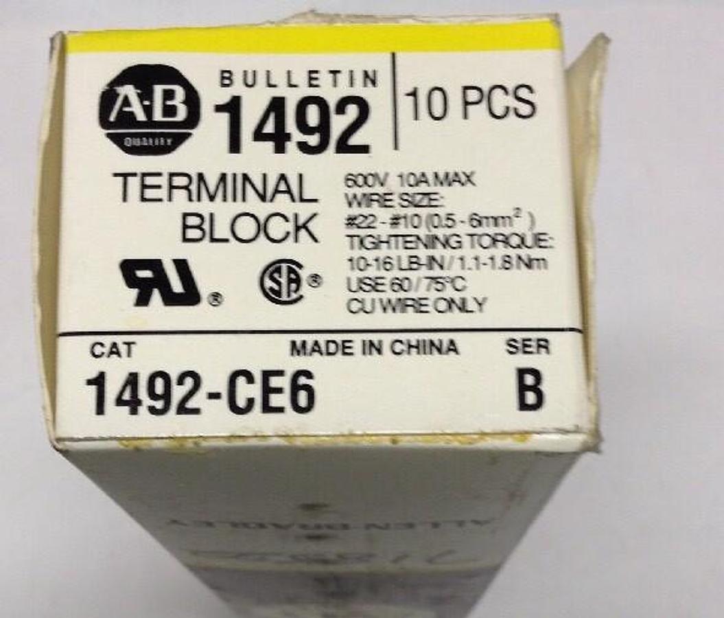 Allen Bradley,1492-CE6,Terminal Blocks Series B Box of 10