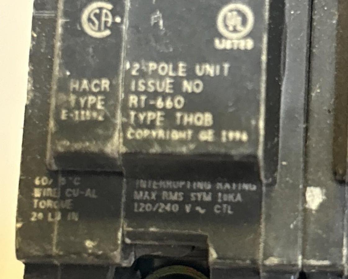 Used GENERAL ELECTRIC,THQB220,CIRCUIT BREAKER 20A 120/240V 2P LOT OF 4