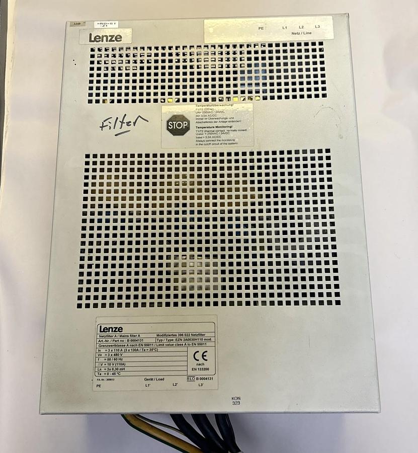 Used LENZE,EZN3A0030H110,POWER MAIN FILTER A