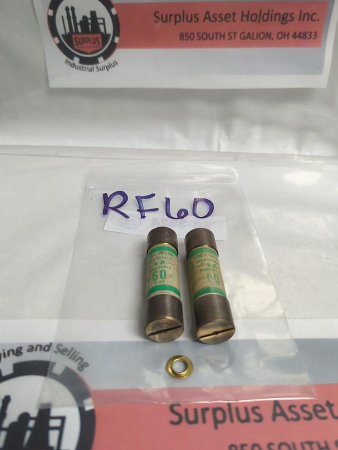 SHAWMUT,RF60,RENEWABLE 60 AMP FUSE LOT OF 2 PRE-OWNED