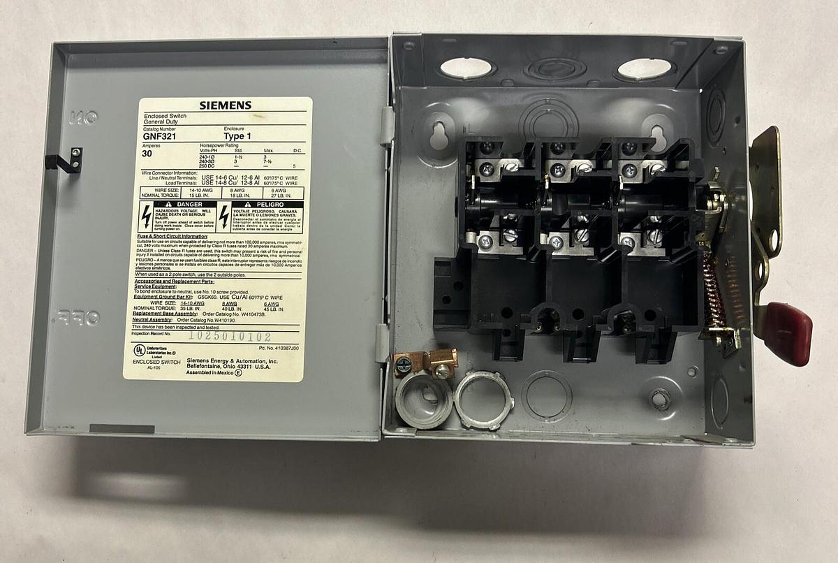 Used SIEMENS,GNF321,SAFETY SWITCH 30AMP 3P 240V
