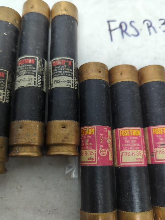 Used COOPER BUSSMANN,FRS-R-35,FUSETRON 35 AMP FUSE LOT OF 7 PRE-OWNED