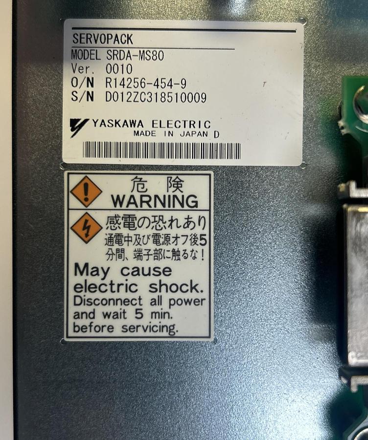 Used YASKAWA,SRDA-MS80 / JZRCR-YSV05-11,SERVO PACK