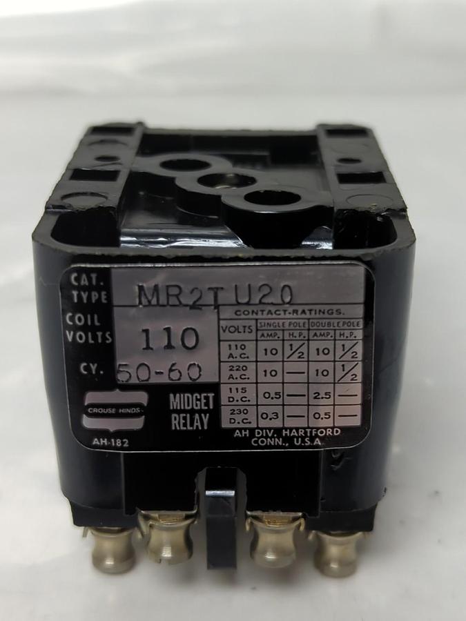 Used CROUSE-HINDS,MR2TU20,MIDGET RELAY 110V 50/60VY PRE-OWNED
