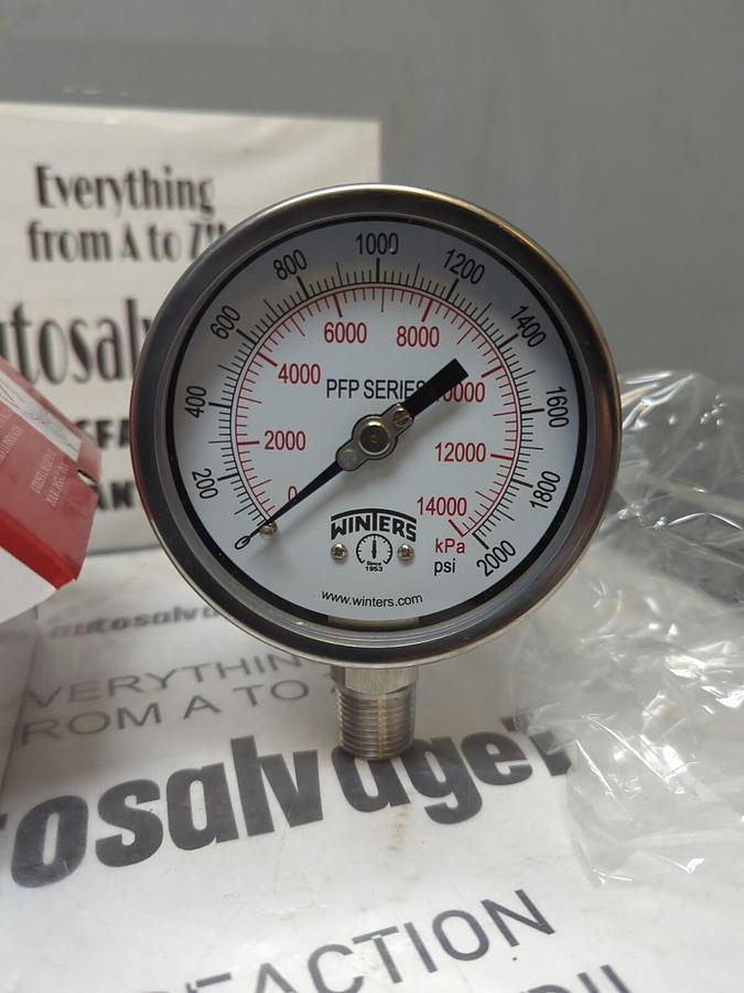 WINTERS,PFP667-DRY,4 IN GAUGE 1/2 IN NPT 0-2000 PSI/KPA NOS