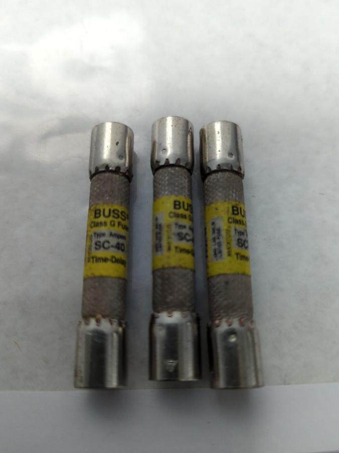 Used COOPER BUSSMANN,SC-40,CLASS G FUSE 40 AMP LOT OF 3 PRE-OWNED