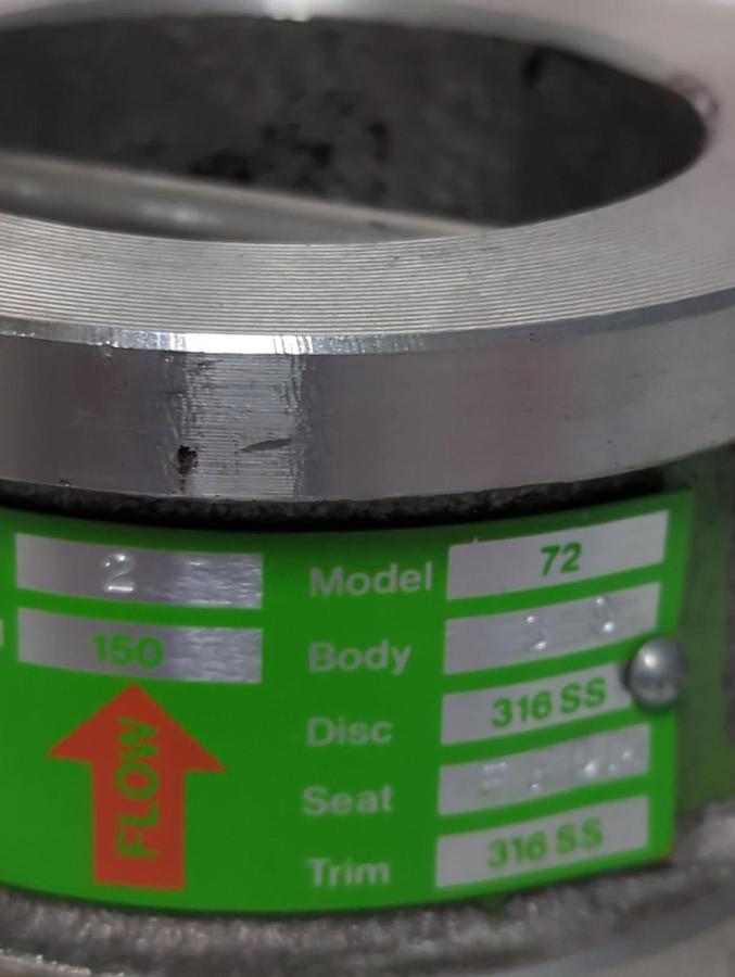 Used MEUSSCO,MODEL 72,SIZE 2 CHECK VALVE ANSI 150 PRE-OWNED