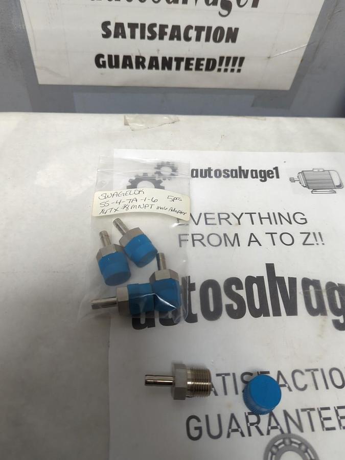 SWAGELOK,SS-4-TA-1-6,1/4TX3/8MNPT,MALE ADAPTER LOT OF 5 NOS