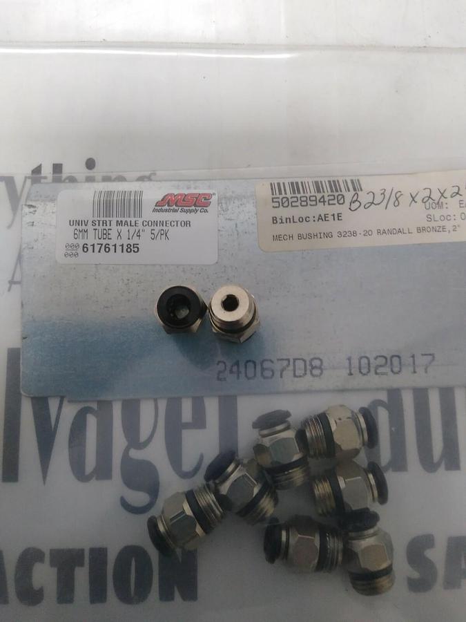 UNBRANDED,61761185,TUBE STRAIGHT MALE CONNECTOR 6MMX1/4 IN LOT OF 9