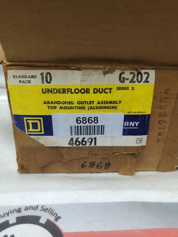 SQUARE D,G-202,SER 2 UNDERFLOOR DUCT ABANDONED OUTLET KIT BOX OF 10 NOS