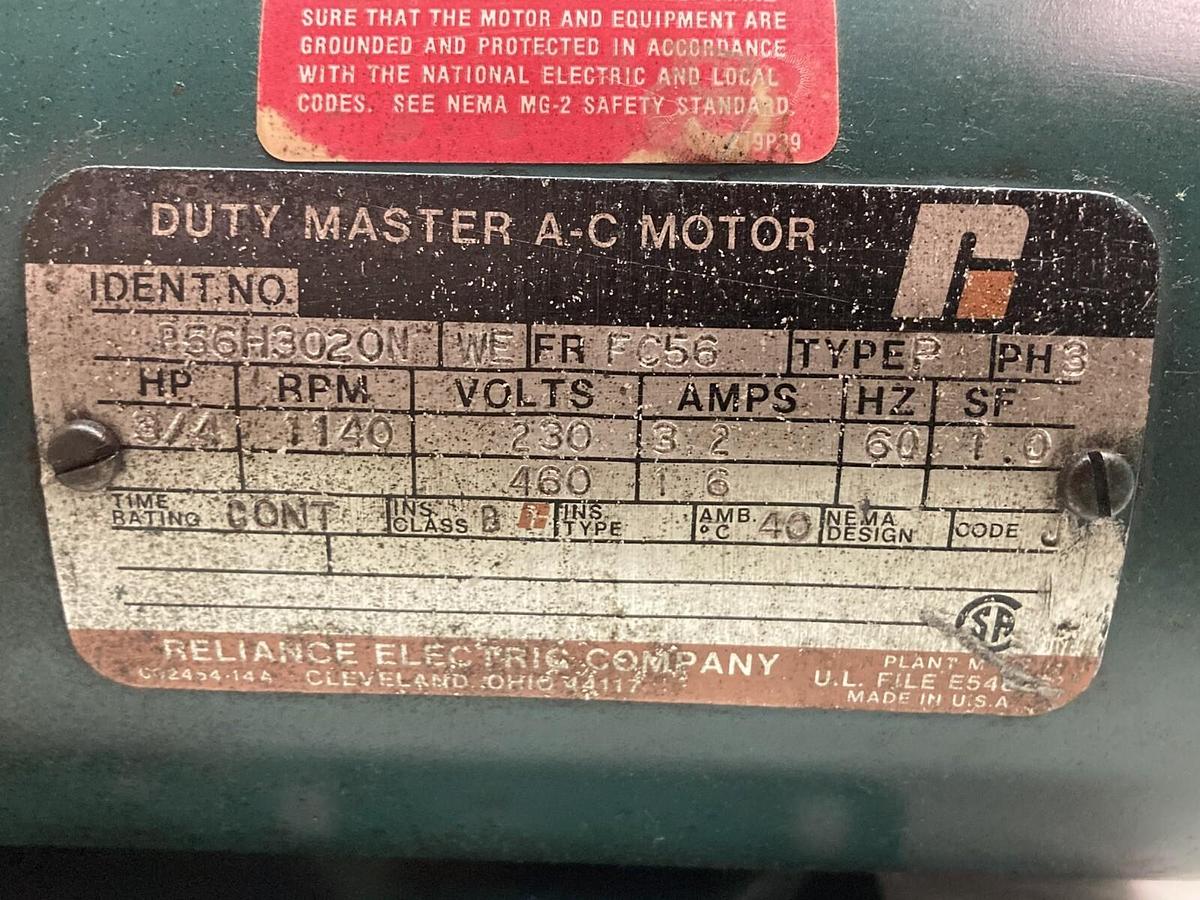 Used Reliance,P56H3020N,Motor 3/4HP 1140RPM 230/460V 3PH FC56