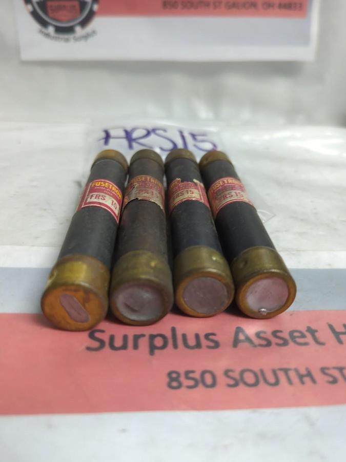 Used COOPER BUSSMANN,FRS-15,FUSETRON 15 AMP FUSE LOT OF 4 PRE-OWNED