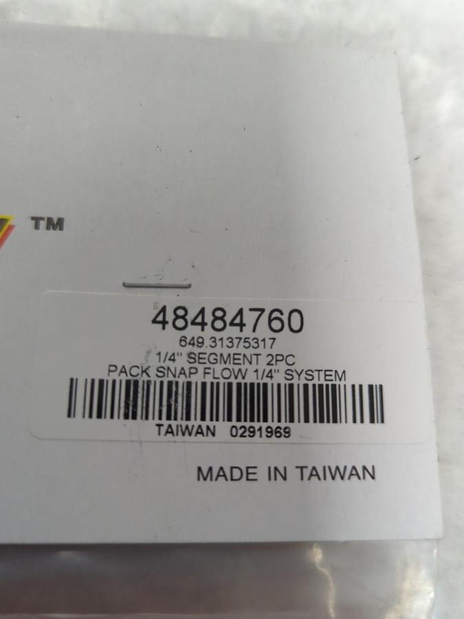 SNAP FLOW,48484760,1/4 INCH SEGMENT 2 PIECE PACK NOS