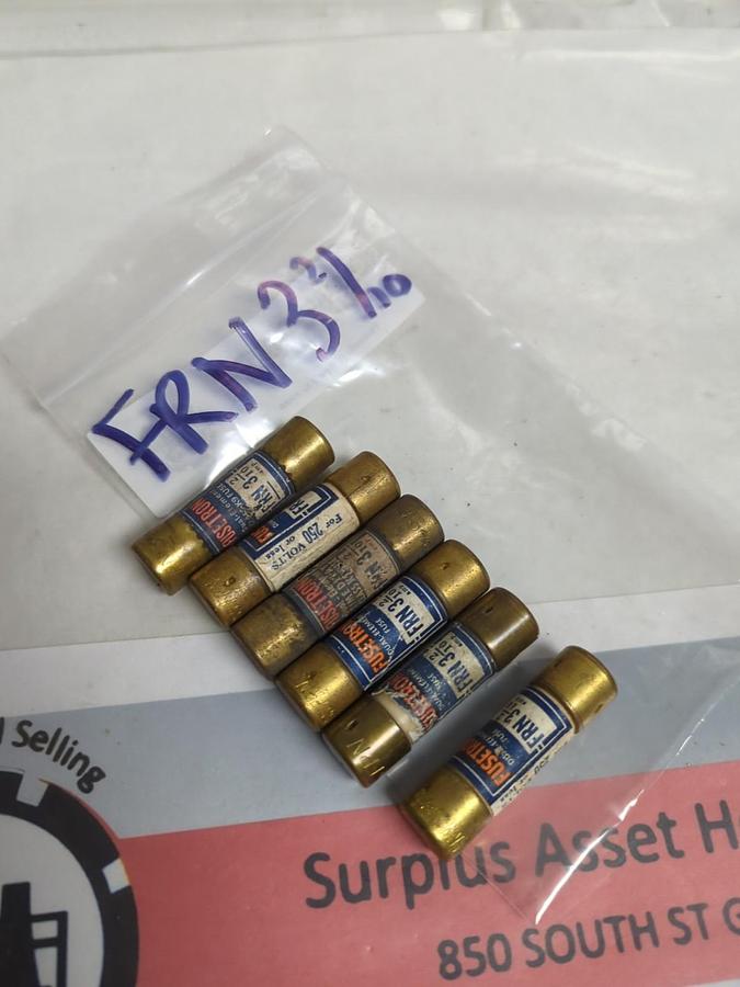 Used COOPER BUSSMANN,FRN-3-2/10,FUSETRON 3-2/10 AMP FUSE LOT OF 6 PRE-OWNED