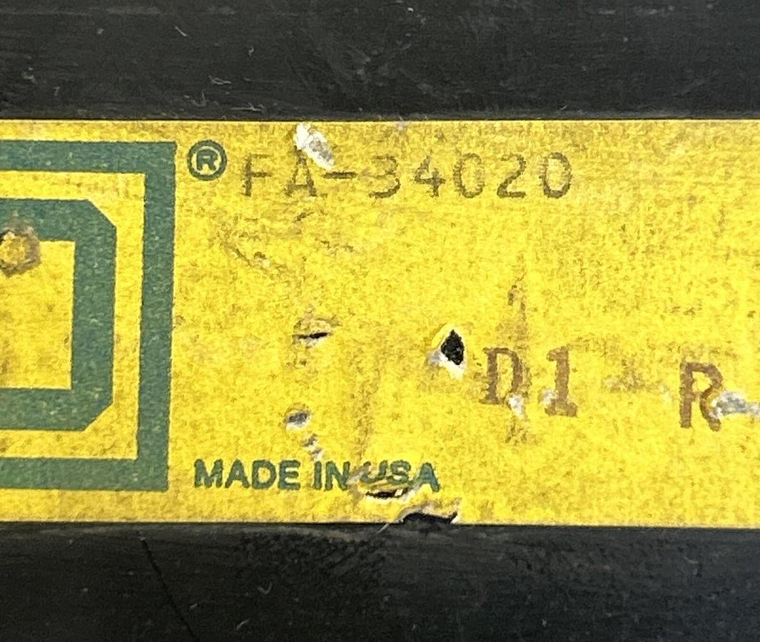 Used SQUARE D,FA34020,I-LINE CIRCUIT BREAKER 20A 480V 3P