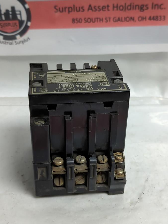 Used SQUARE D,8536-SC03,CONTACTOR SERIES A SIZE 1 PRE-OWNED