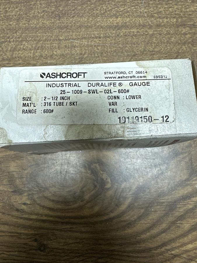 Ashcroft,25-1009-SWL-02L-600#,Pressure Gauge