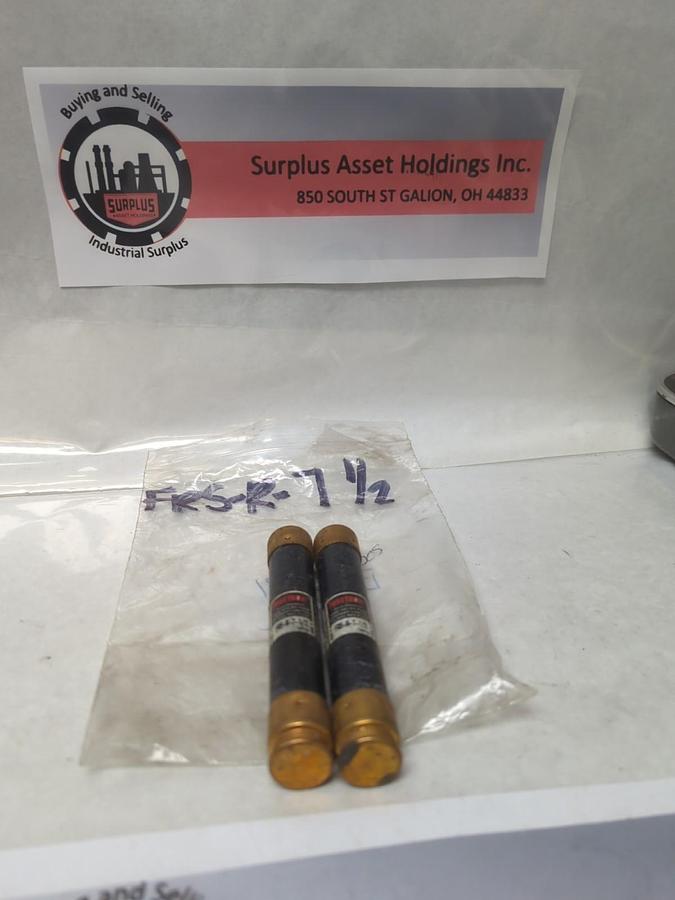 Used COOPER BUSSMANN,FRS-R-7-1/2,FUSETRON 7-1/2 AMP FUSE LOT OF 2 PRE-OWNED