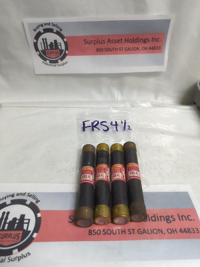 Used COOPER BUSSMANN,FRS-4-1/2,FUSETRON 4-1/2 AMP FUSE LOT OF 4 PRE-OWNED