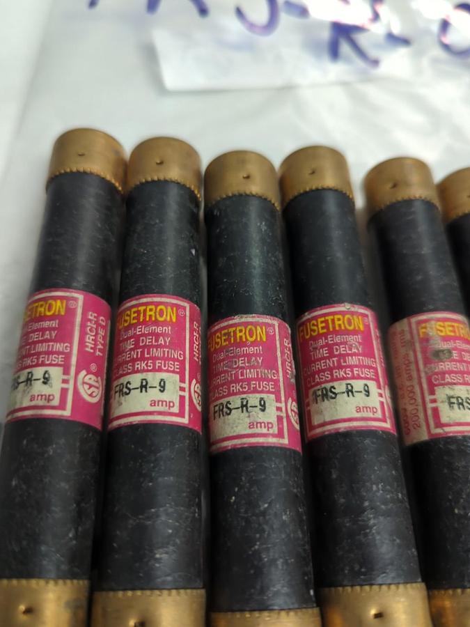 Used COOPER BUSSMANN,FRS-R-9,FUSETRON 9 AMP FUSE LOT OF 6 PRE-OWNED