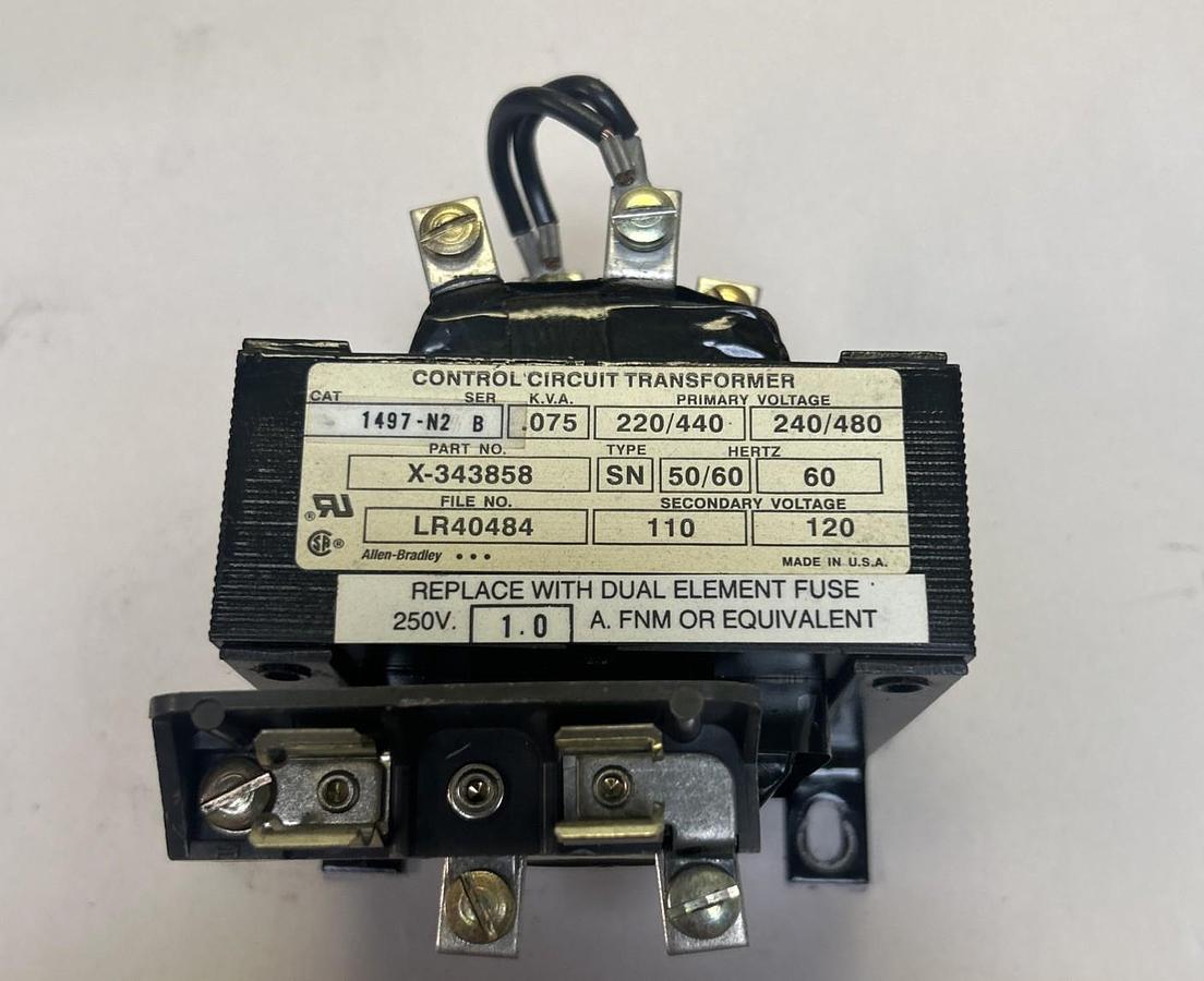 Used ALLEN BRADLEY,X-343858,CONTROL TRANSFORMER .075KVA 220/440-240/480V
