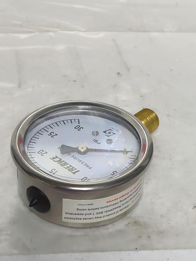 Used TRERICE,0-30,PRESSURE GAUGE 0-30PSI 1/4 NPT LM PRE-OWNED