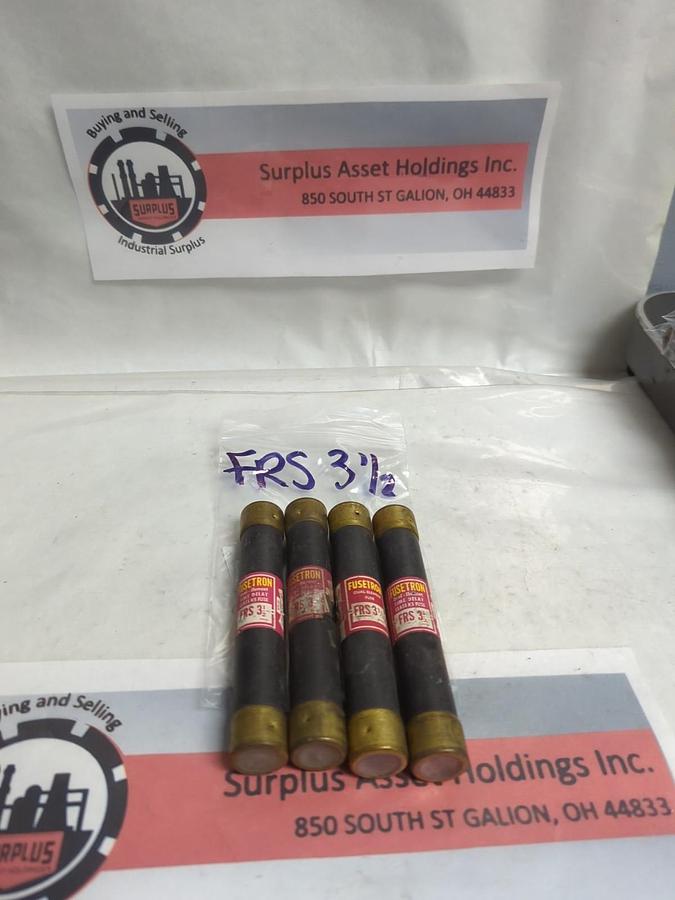 Used COOPER BUSSMANN,FRS-3-1/2,FUSETRON 3-1/2 AMP FUSE LOT OF 4 PRE-OWNED