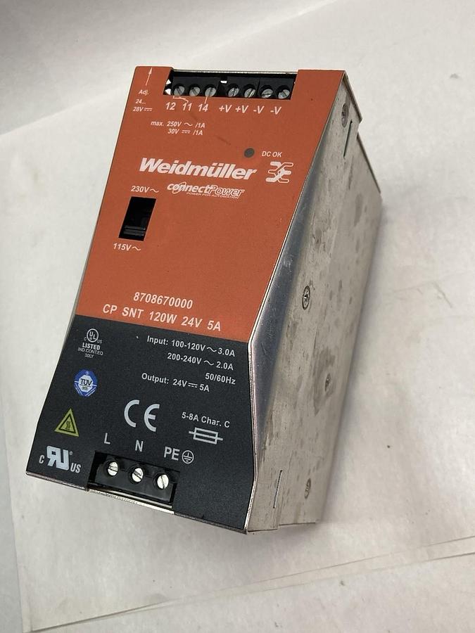 Used Weidmuller,8708670000,ConnectPower Supply 120W 24V 5A