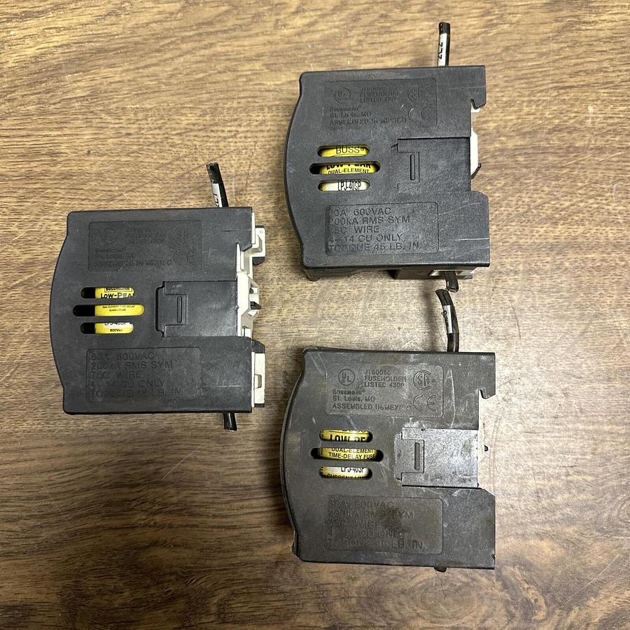 Used Buss,JT60060,Class J Fuse Holder 600VAC LOT of 3