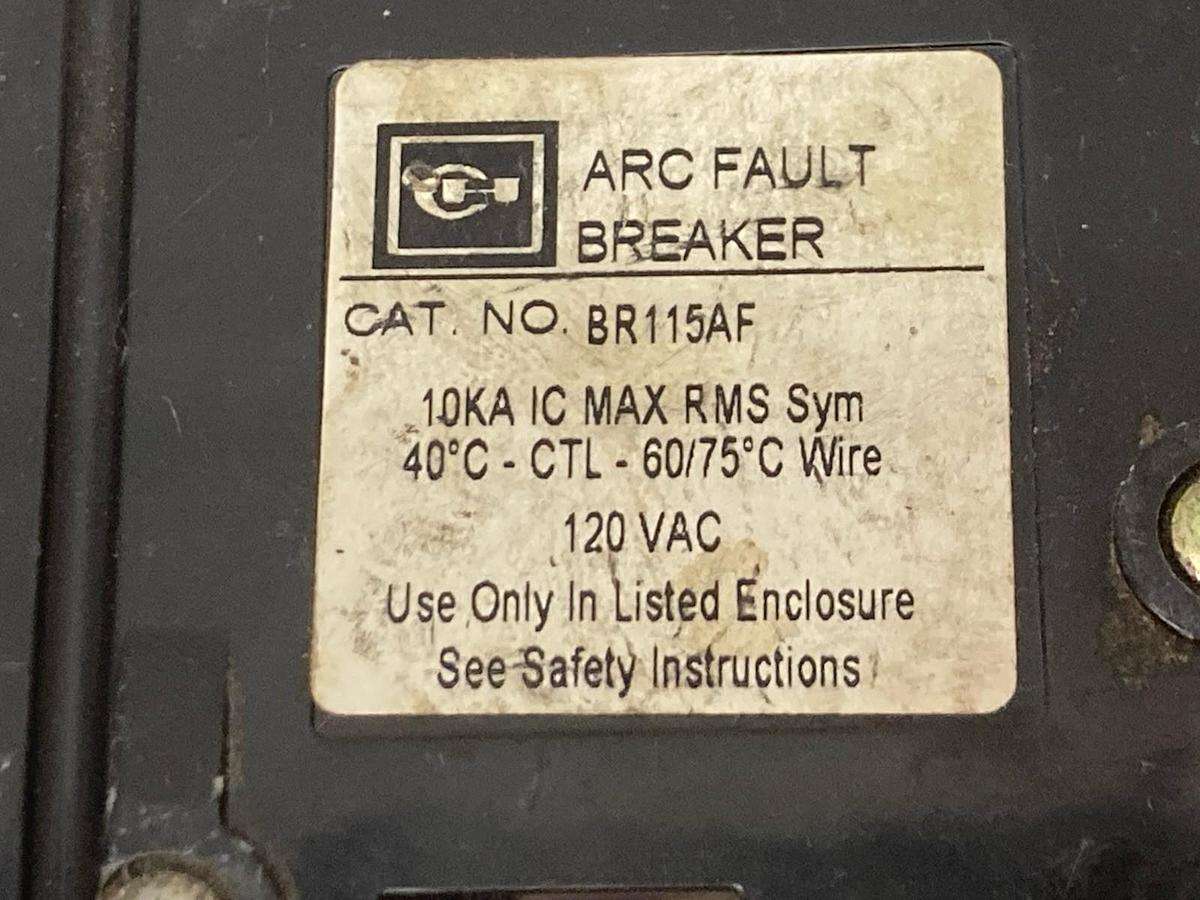 Used Cutler-Hammer,BR115AF,Arc Fault Breaker 120V 15A