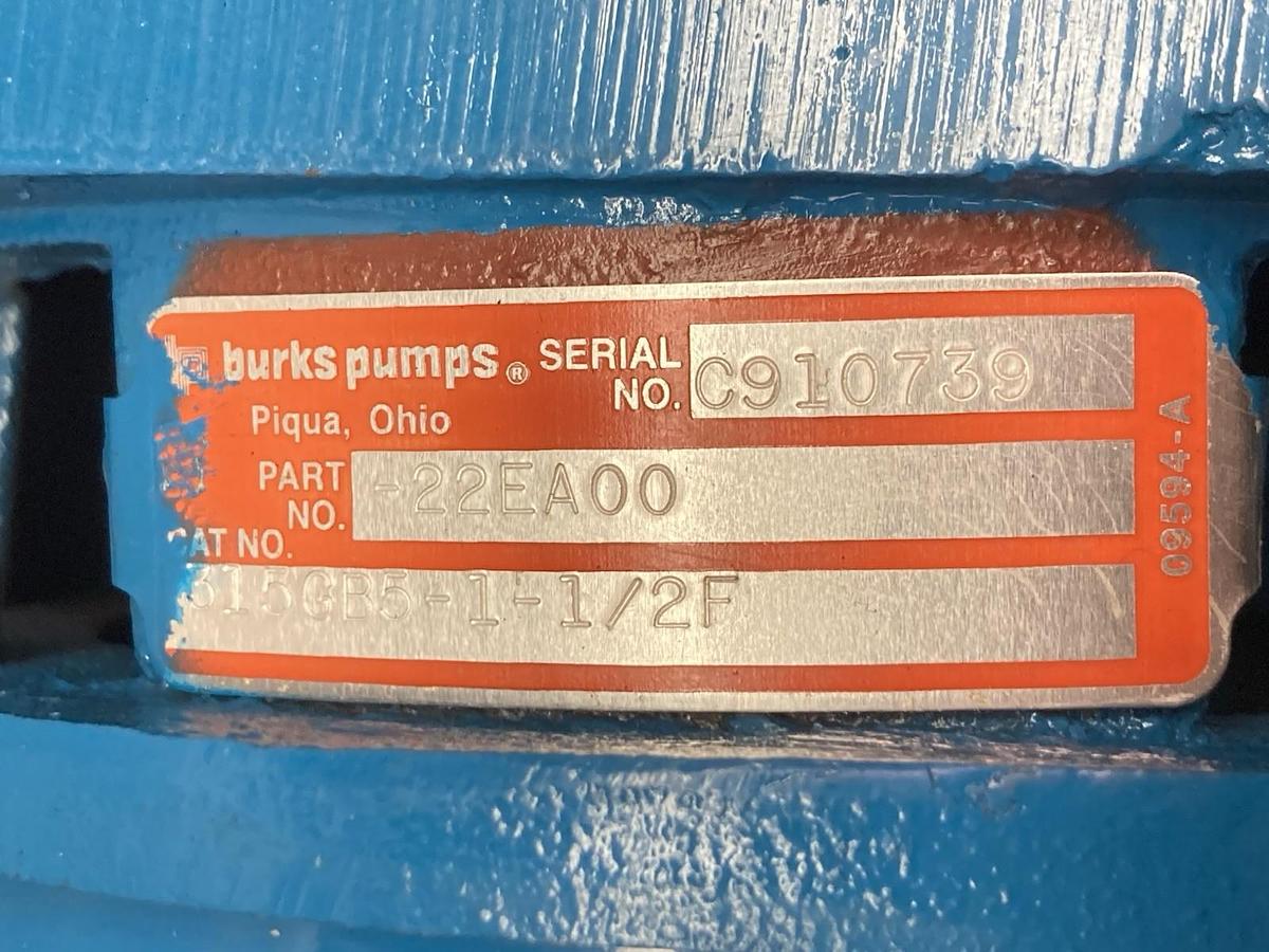 Used Burks,315GB5-1 1/2F,Pump 22EA00 w/Franklin 1303042112 Motor 60/50Hz