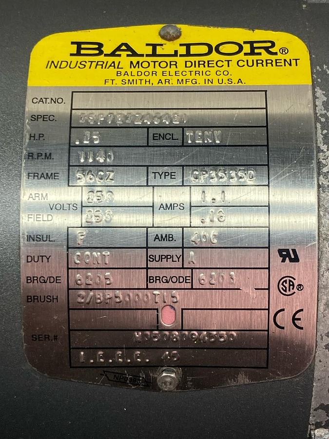 Used Baldor,56CZ Frame,Industrial Pump Motor 0.25HP 1140RPM 250V