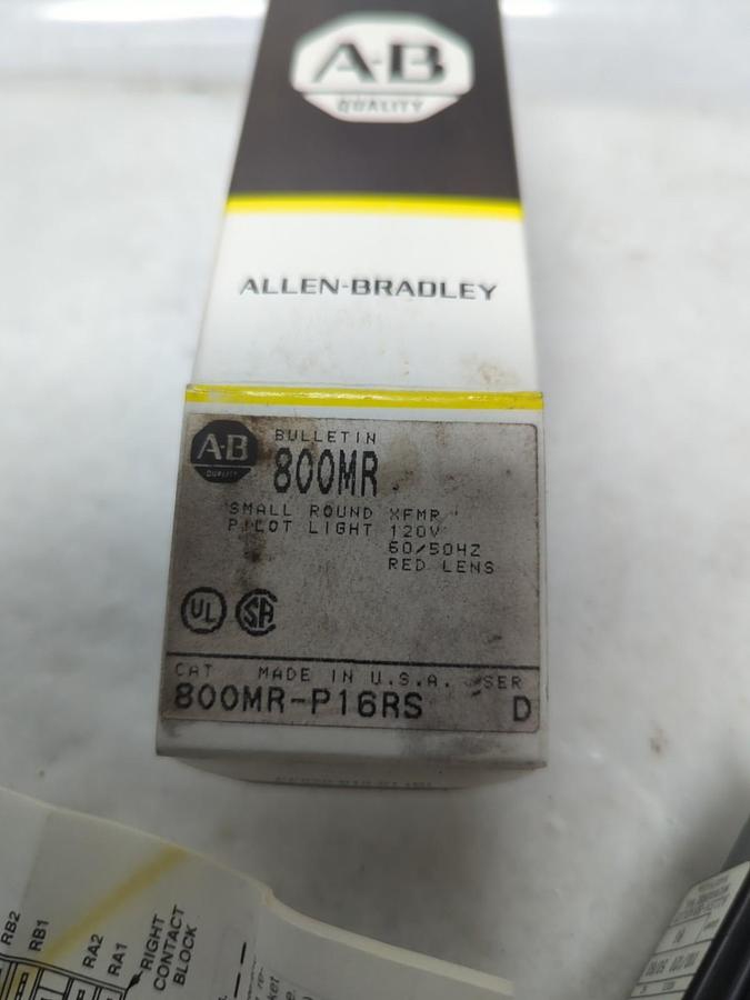 ALLEN BRADLEY,800MR-P16RS,SMALL ROUND XFMR PILOT LIGHT RED SERIES D 120V  NOS