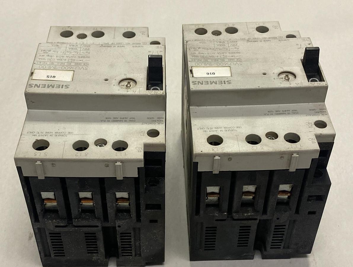 Used SIEMENS,3VU1600-1ML00,MOTOR STARTER PROTECTOR 6-10A 3P LOT OF 2