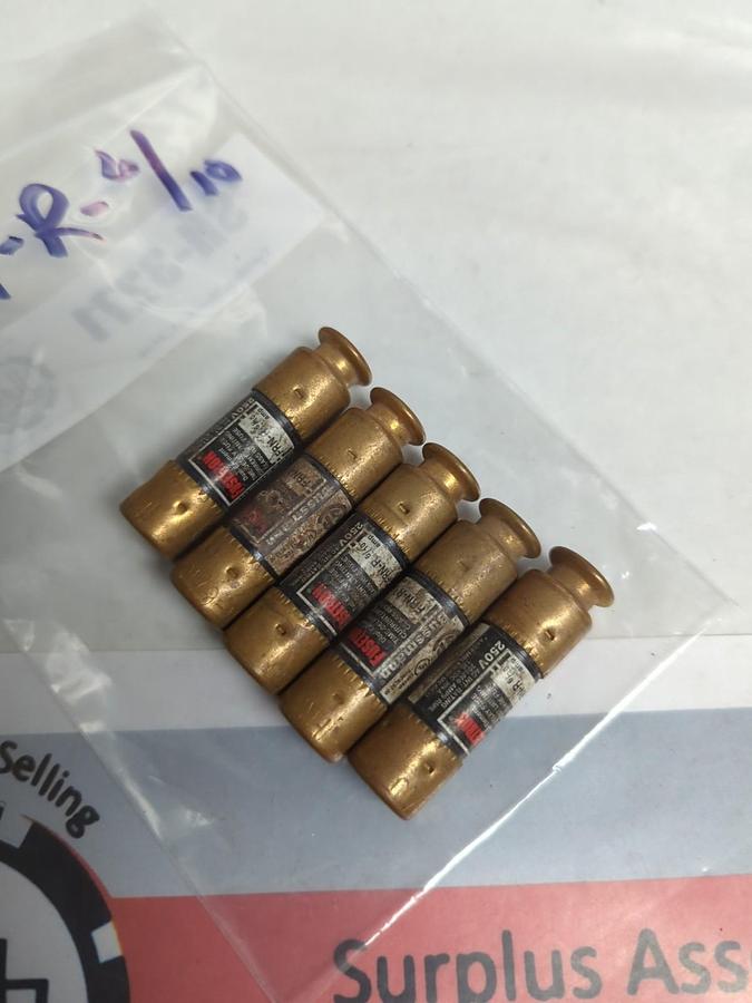 Used COOPER BUSSMANN,FRN-R-6/10,FUSETRON 6/10 AMP FUSE LOT OF 5 PRE-OWNED
