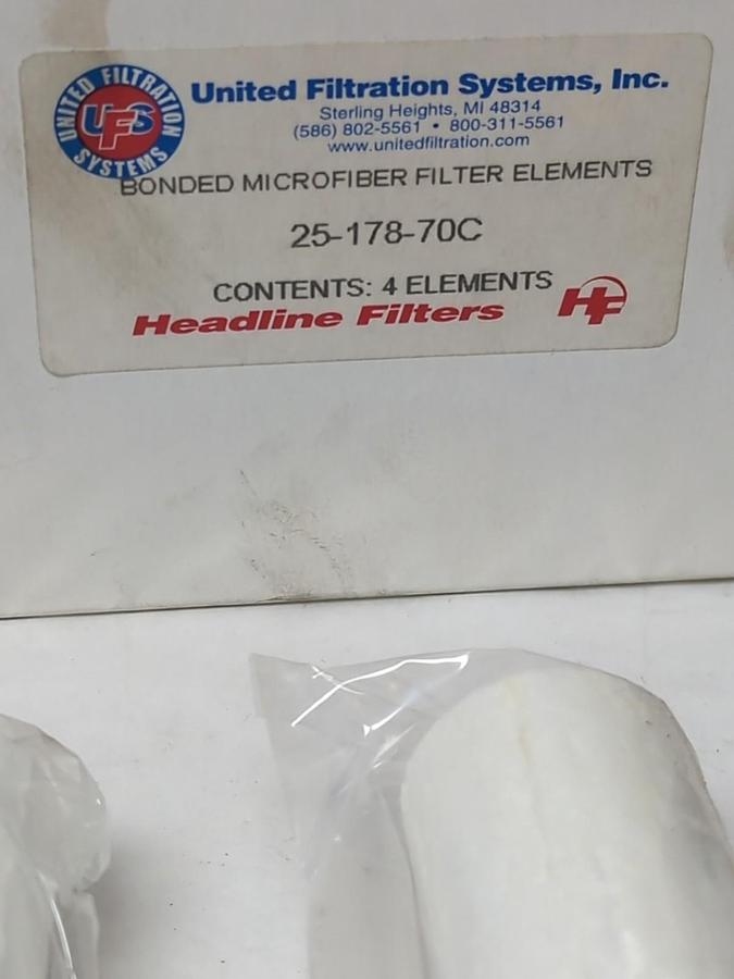 UNITED FILTRATION,25-178-70C,BONDED MICROFIBER FILTER ELEMENT PACK OF 4 NOS
