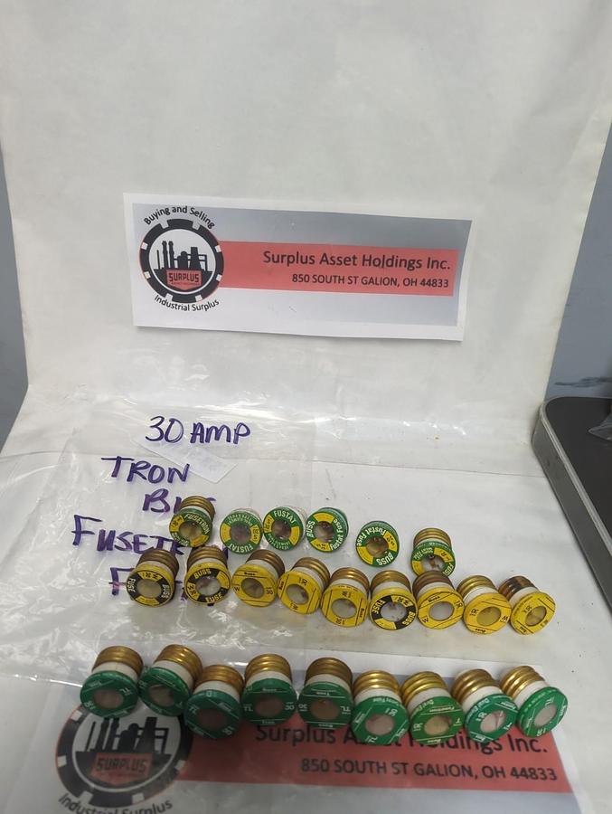 Used BUSSMANN,30 AMP,SCREW IN FUSE 30 AMP LOT OF 25 PRE-OWNED