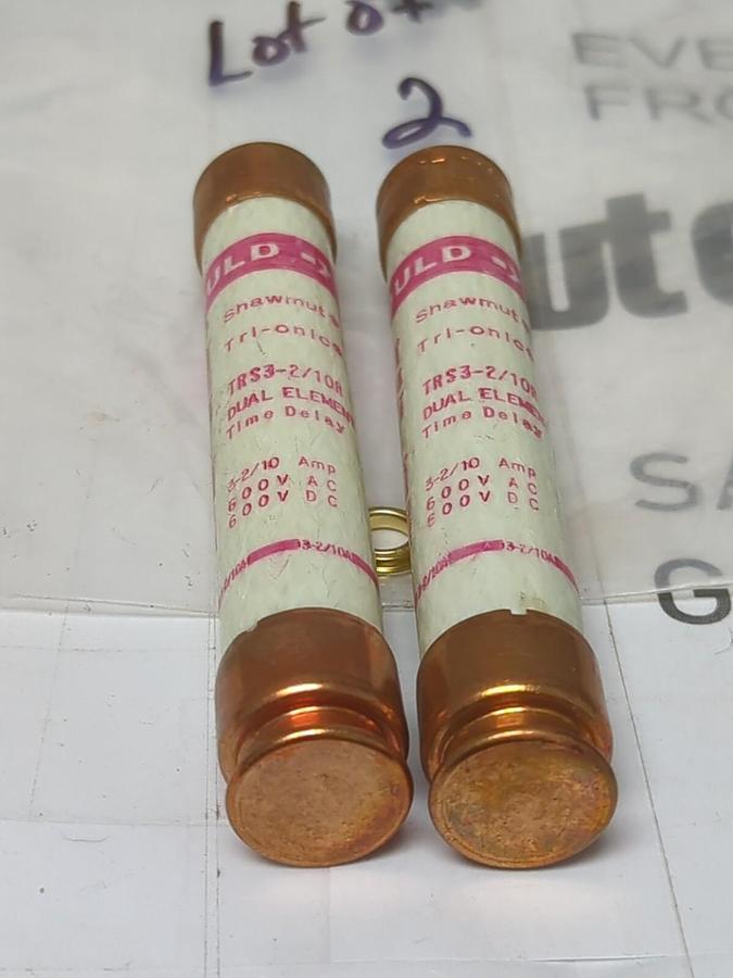GOULD SHAWMUT,TRS3-2/10R,TRI ONIC 3-2/10 AMP FUSES LOT OF 2 NOS
