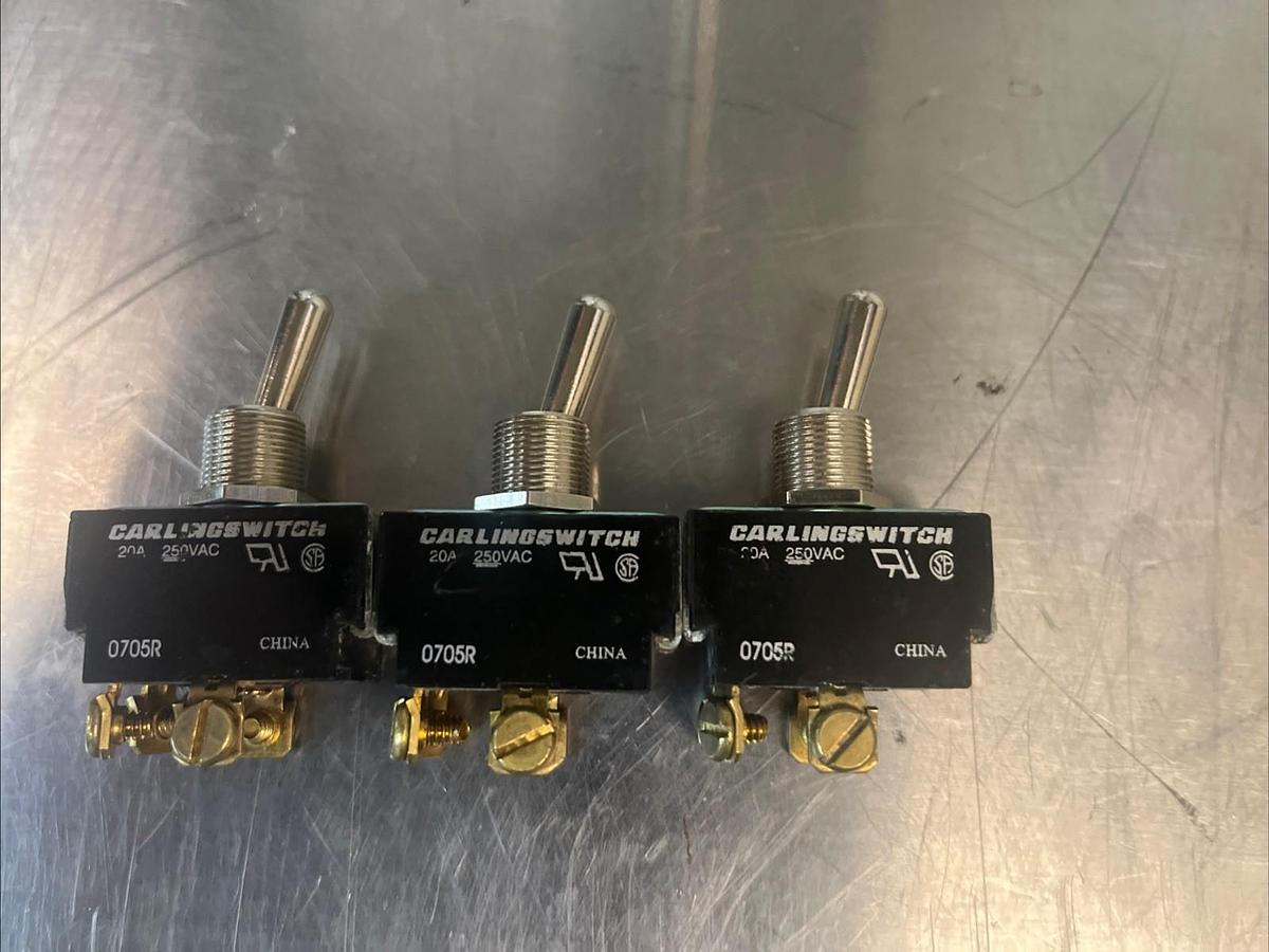 CARLING SWITCH,0705R,TOGGLE SWITCH 20A 250V LOT OF 3