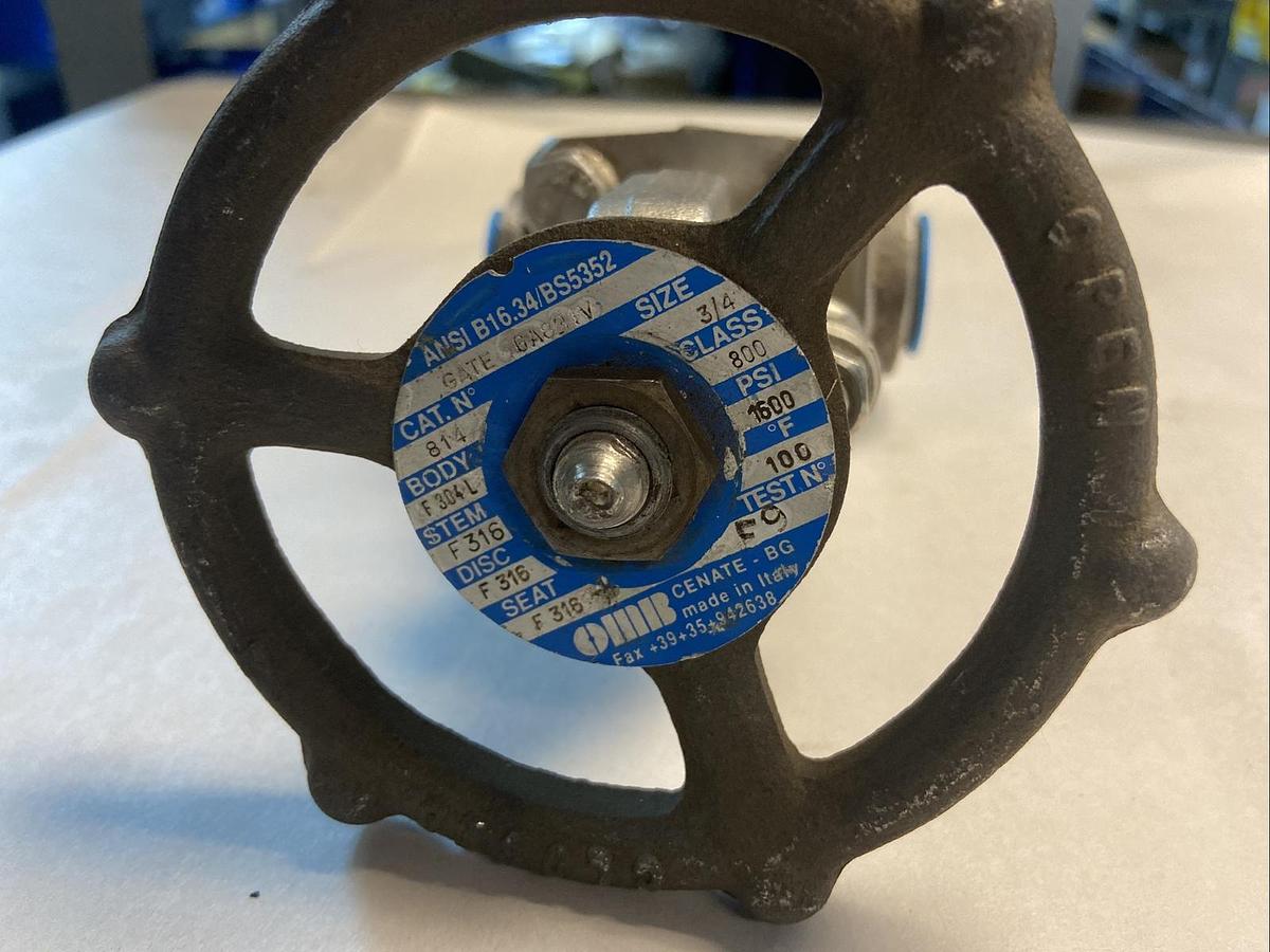 OMB,814B16.34, 3/4IN Stainless Steel SS SOCKET WELD Gate Valve Class 800